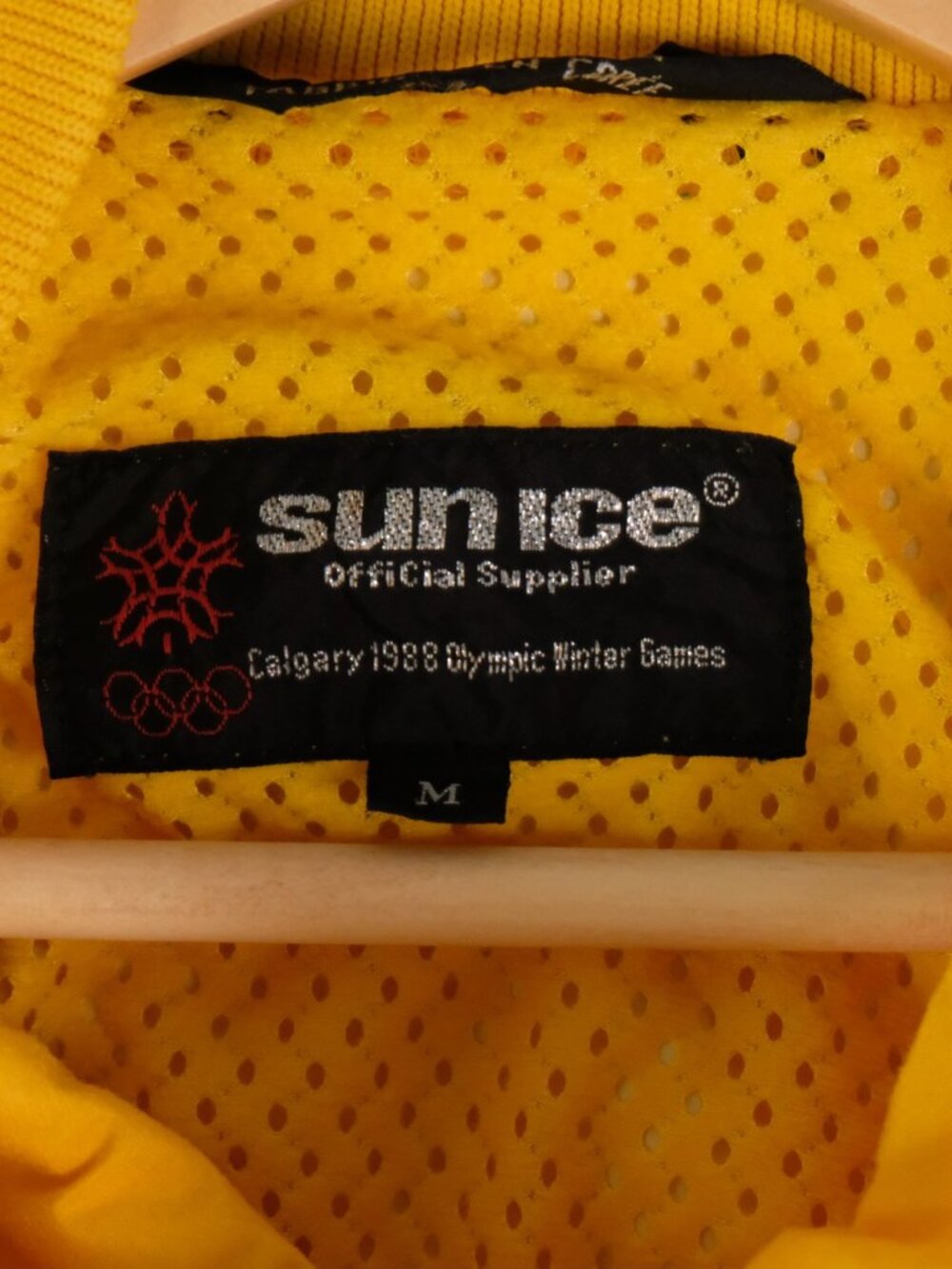 Vintage Sunice Jacket Mens Medium Yellow Blue Full Zip Calgary Olympics 1988 - Picture 9 of 12